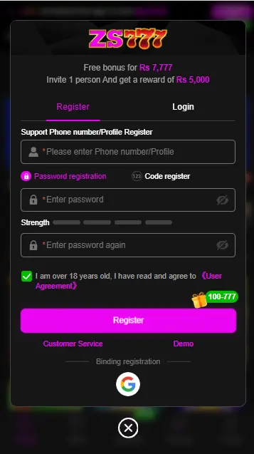 zs777 game register