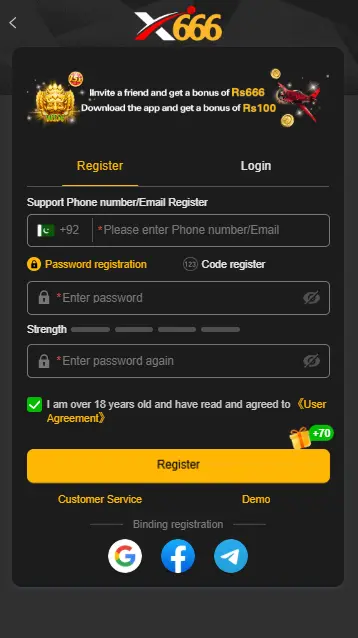 x666 game app registration 