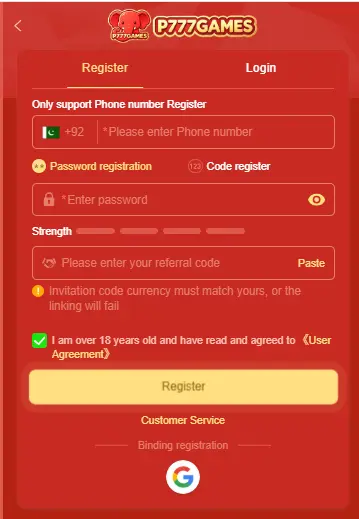 p777 game app register 